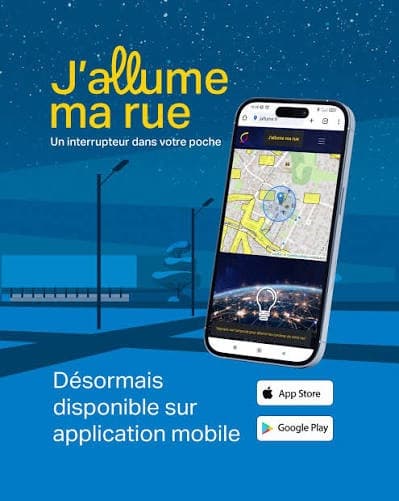 L'application mobile J'Allume ma rue affichant la carte des rues éclairables